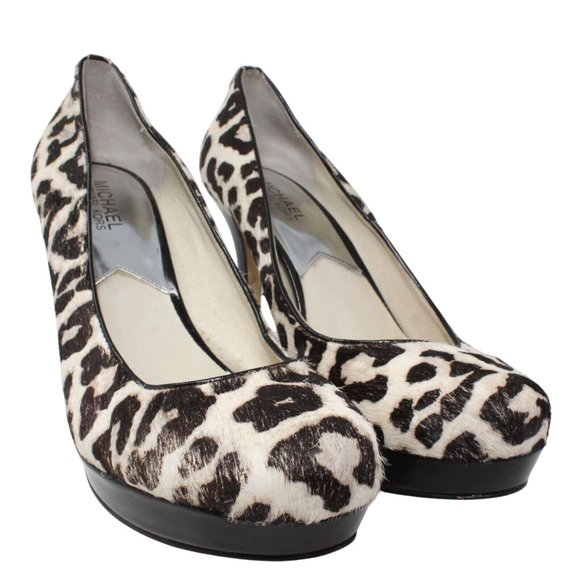 Michael Kors Womens Size 9 M Leopard Print Calf Hair Lonna Pumps Heels Platform - Picture 2 of 14